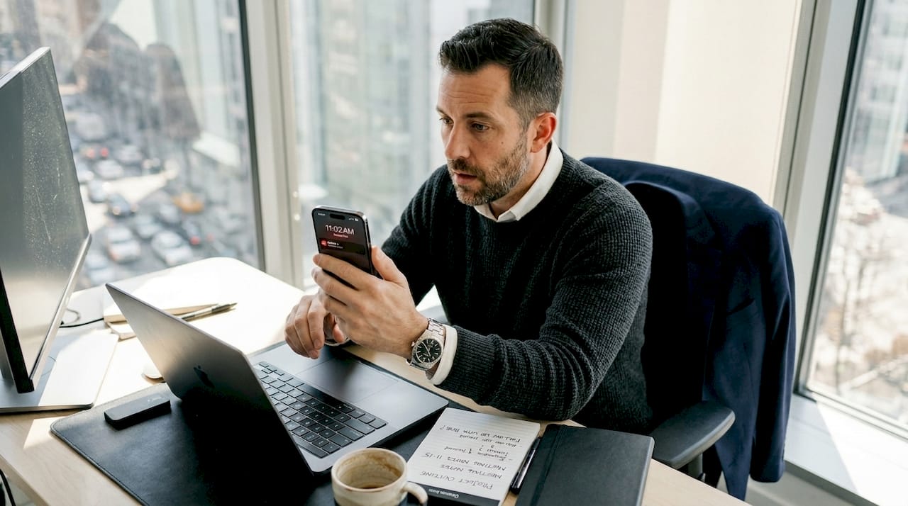 Professional missing important notification at workspace