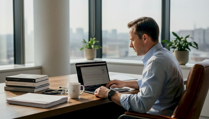 Cardiologist wearing two watches in office