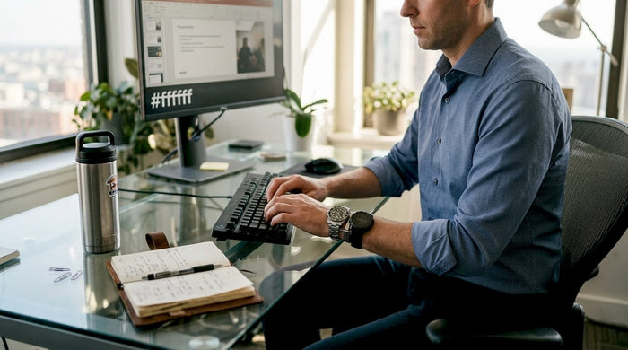 Rolex and Garmin Fenix worn together at desk