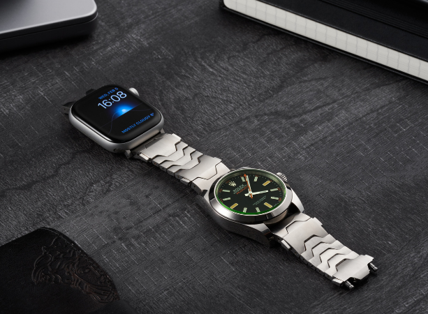 Smartlet One product detail view showing the system that enables continuous smartwatch health monitoring with a mechanical watch