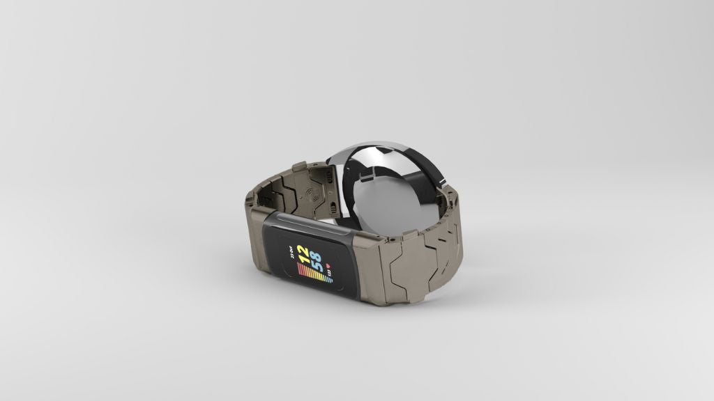 Smartlet Titanium adapter worn showing mechanical watch on inner wrist alongside a Garmin smartwatch